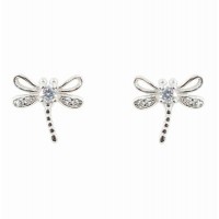 Boxed Sterling Silver Pierced Stud Earrings (Dragonflies)