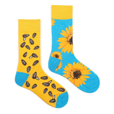 Socks (5-10.5) - Sunflowers & Seeds (Blue / Yellow)